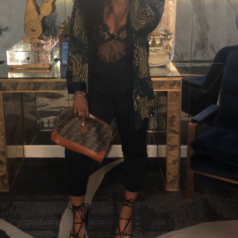 Vintage Print Sweater Two Piece Set, Size Large